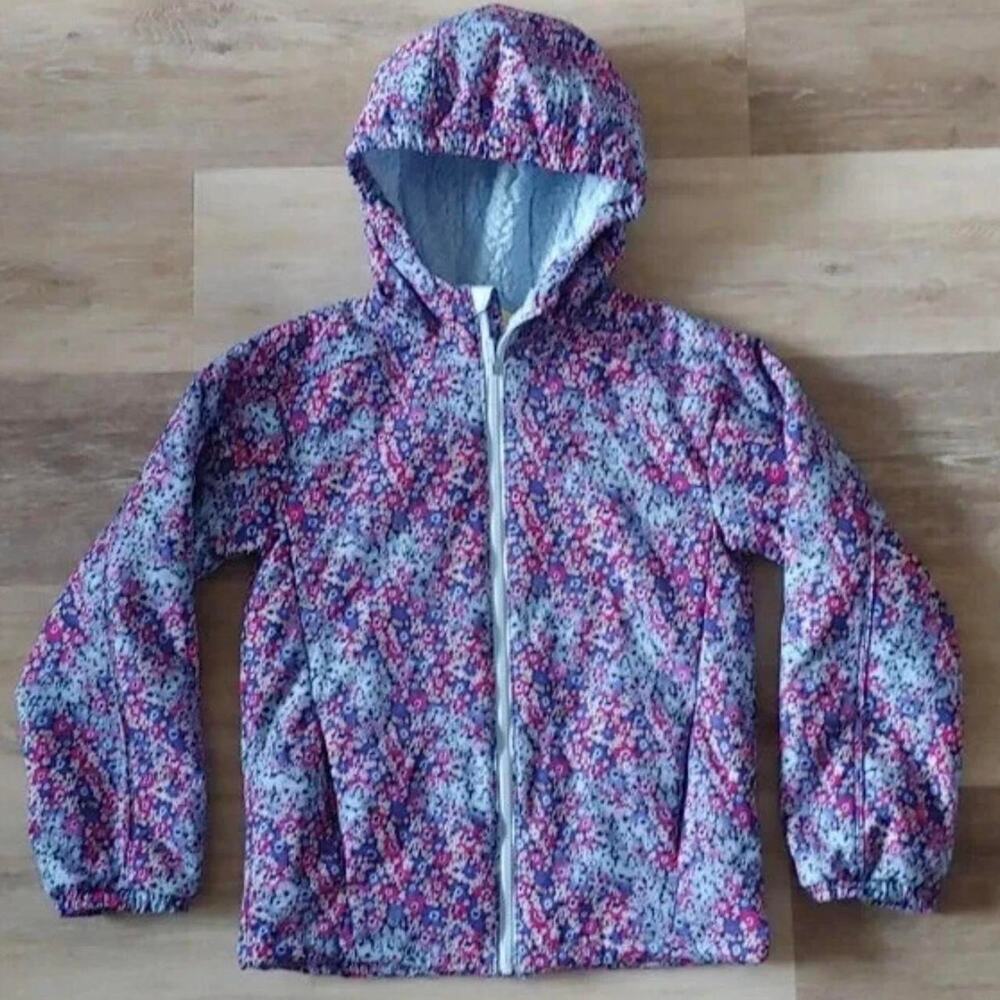 All ln motion girls jacket size  small (6/7)Blue and pink floral zip up jacket